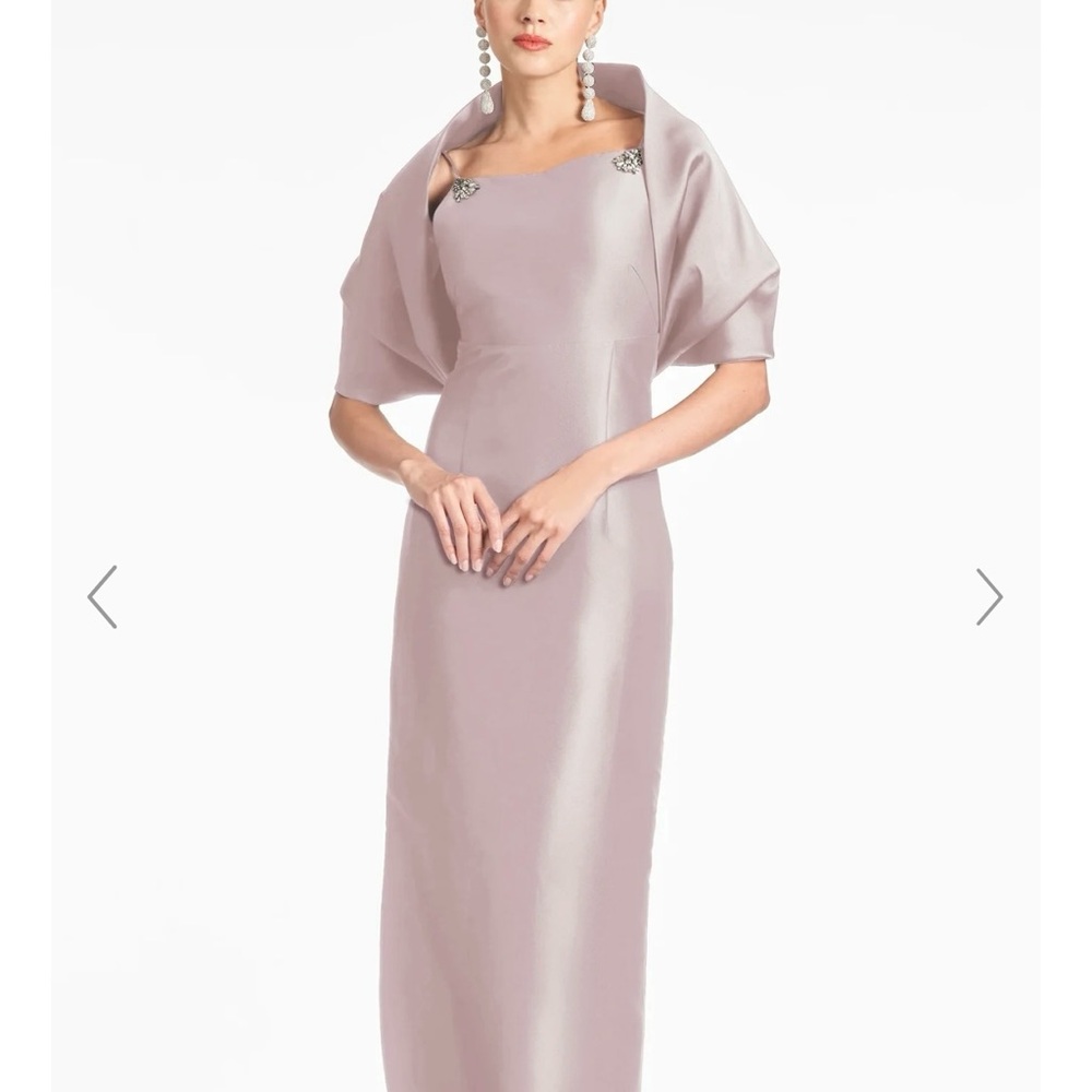 Sachin + Babi blush/rose Satin Column Gown with wrap